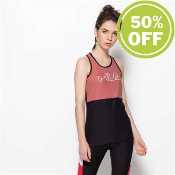 Fila Mirth Tank Workout Tank Women's Shirts - Rose/Black,NZ 193-30719